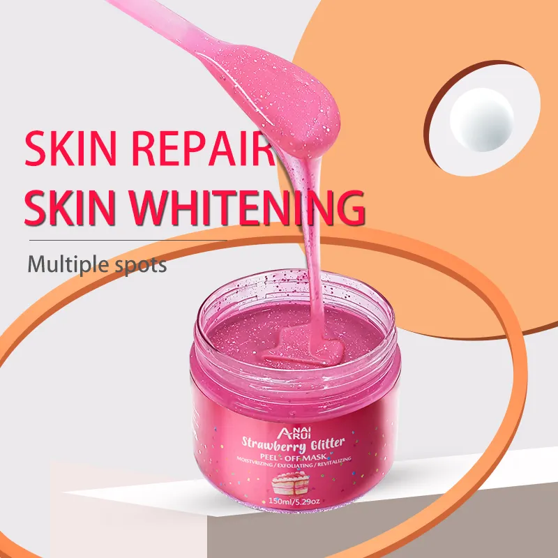 Private Label Moisturizing Exfoliating Acne strawberry glitter Peel Off Face Mask