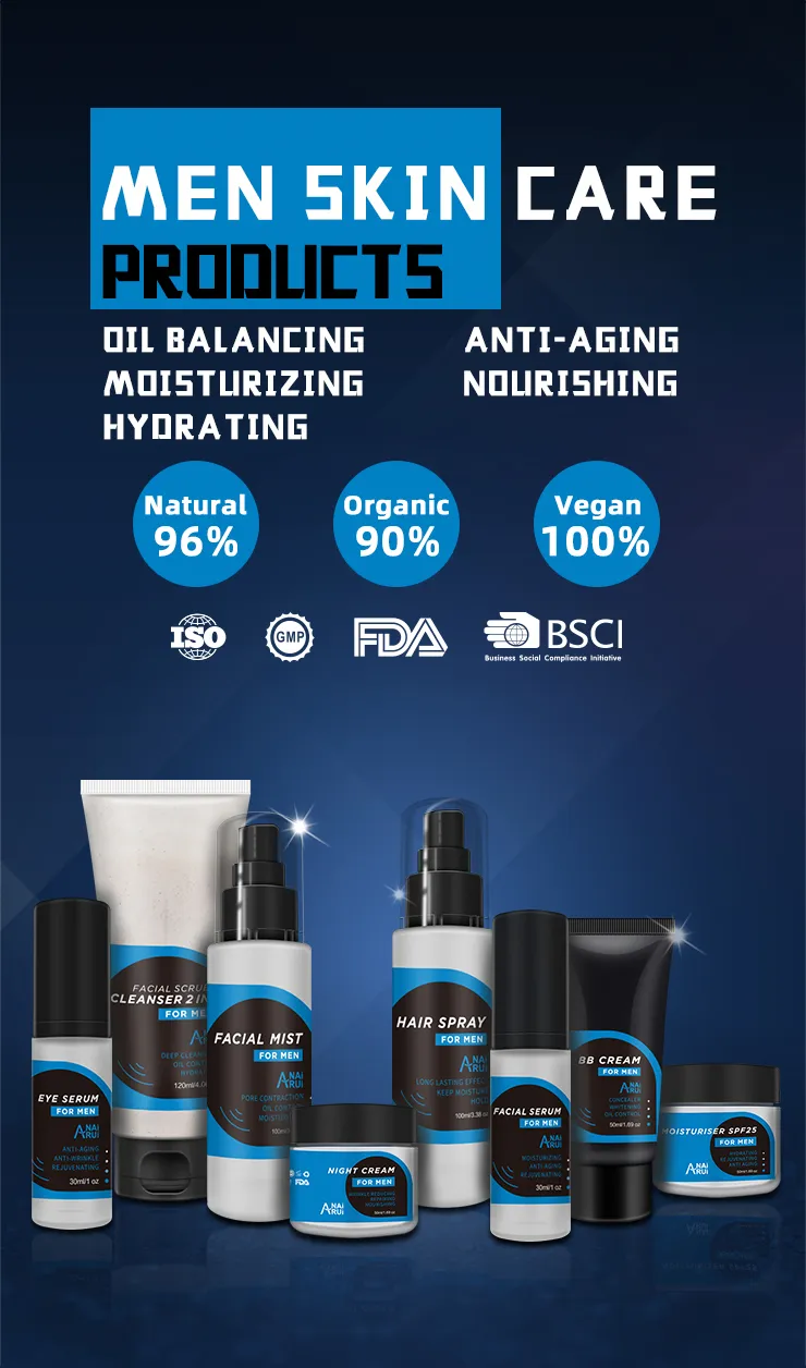 Private Label Moisturizing Men‘s Skincare Set Acne Treatment Face Care Repair Oil Control Skin Care Set for Men