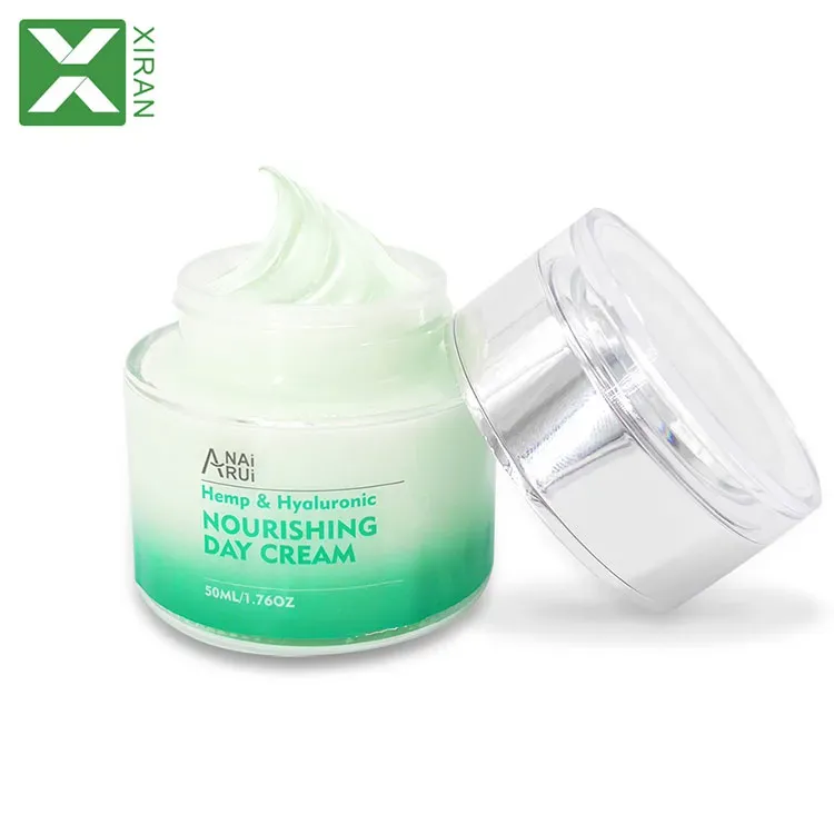 Private label natural hemp seed oil and hyaluronic acid nourishing face cream