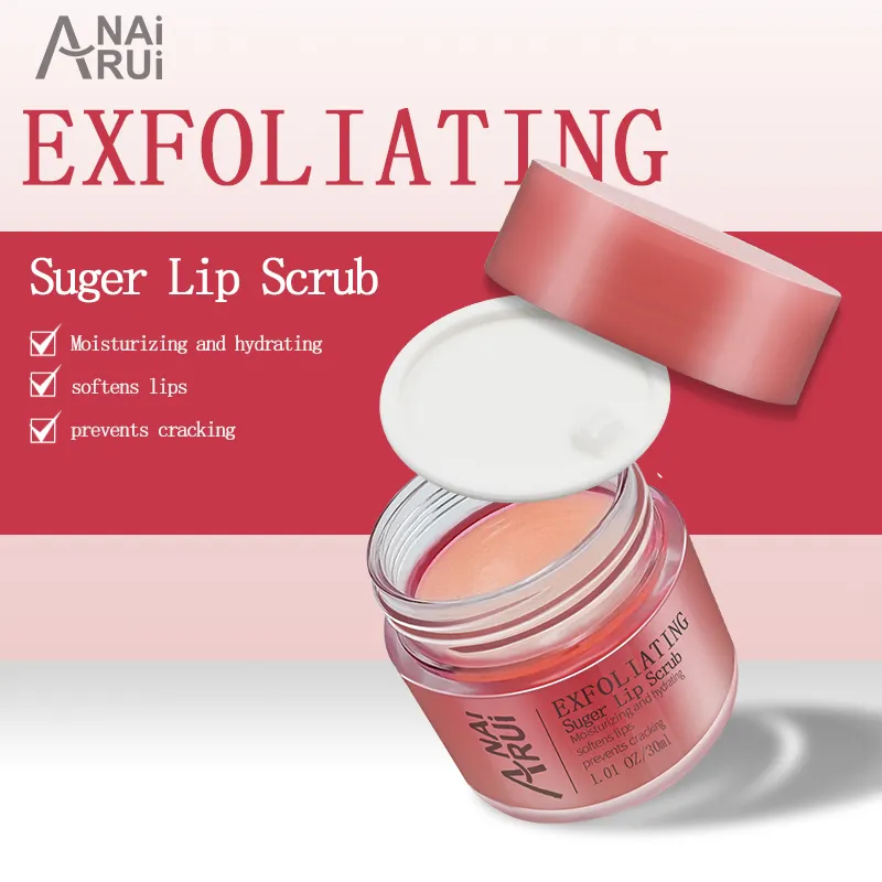 OEM private label natural Lip Lines organic vegan lip care exfoliator strawberry pink sugar lip scrub