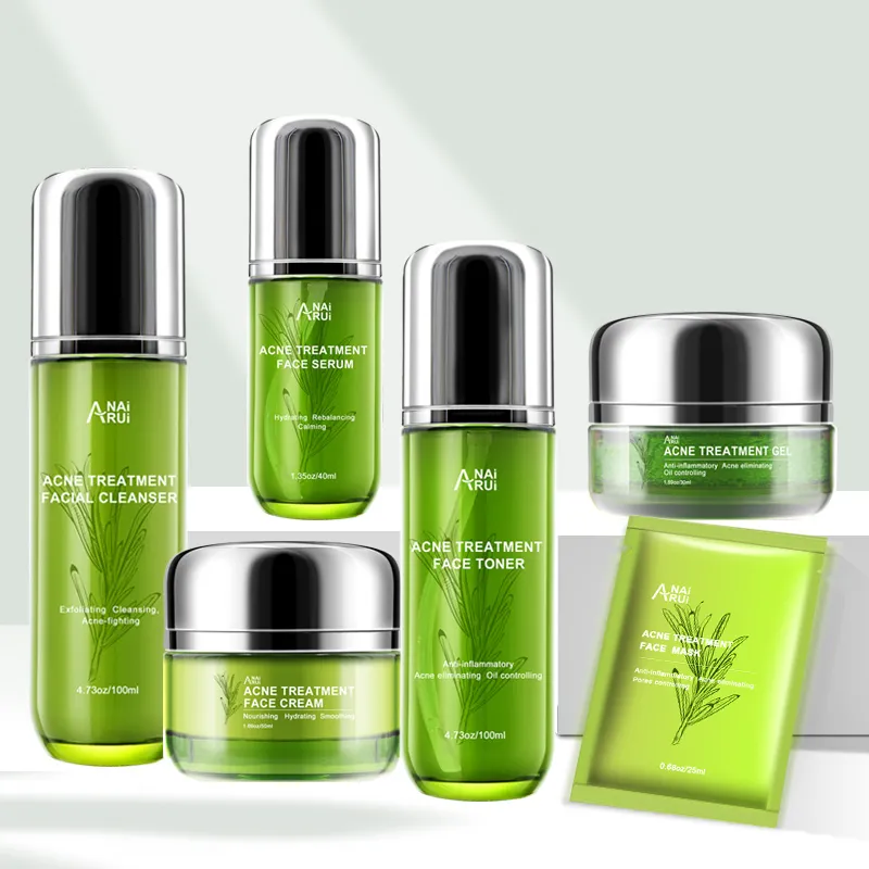 Private Llabel Natural Plants Acne Treatment Skin Care Set whitening Nourishing Hydrating Oil Controlling Face Skincare