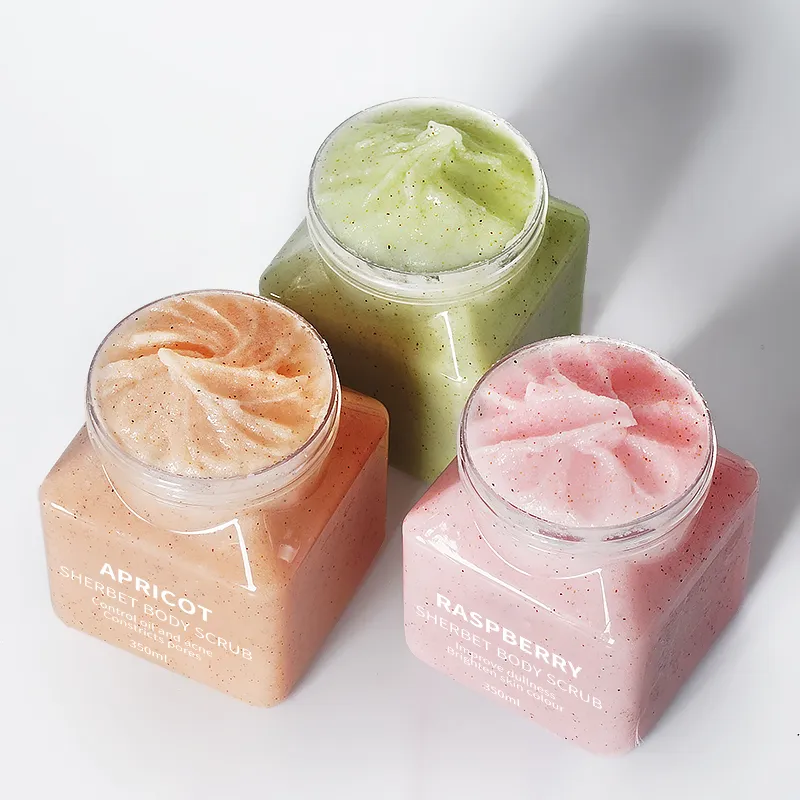 Organic Natural Fruit Scrub Whitening Lightening Exfoliating Scrub Deep Cleansing Sherbet Body Scrub