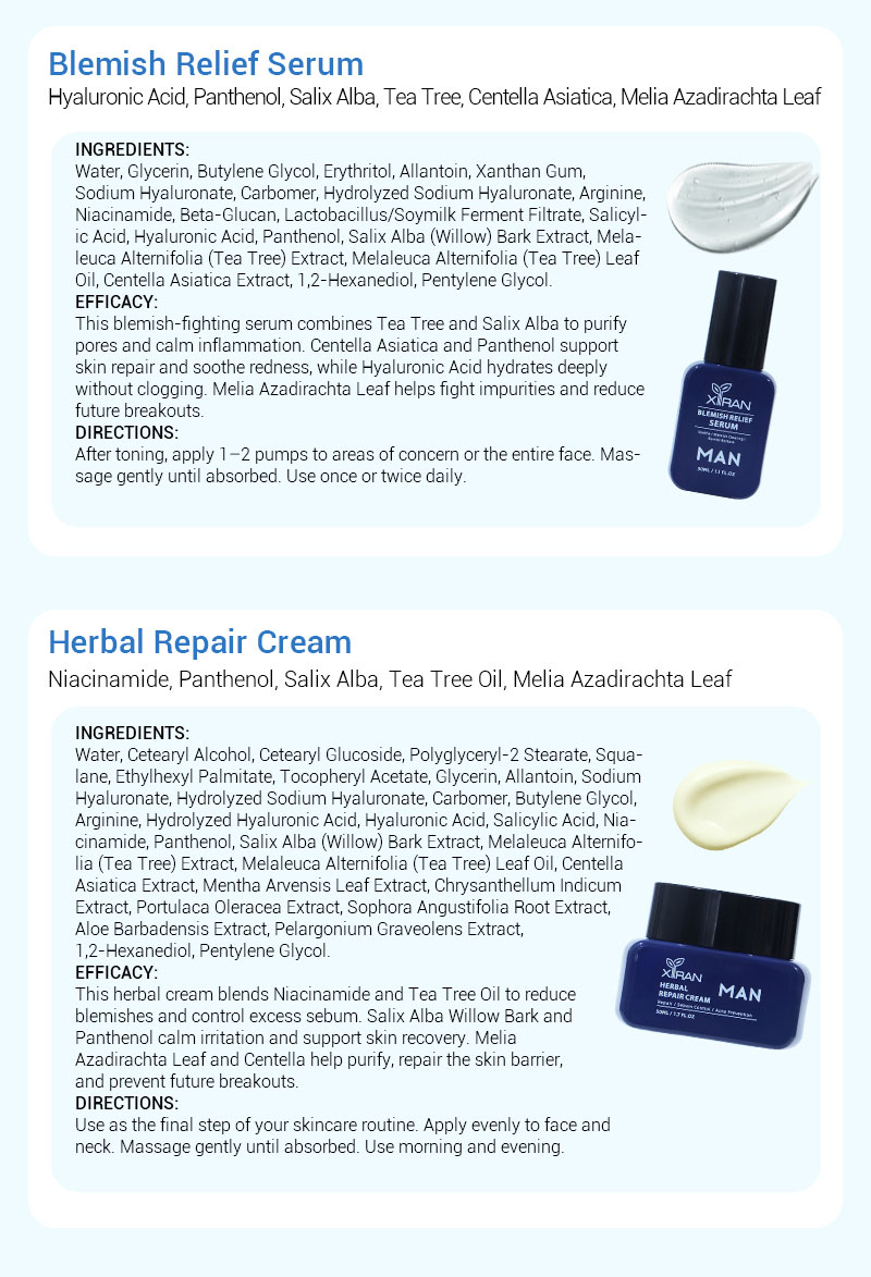 private label men blemish defense skincare set